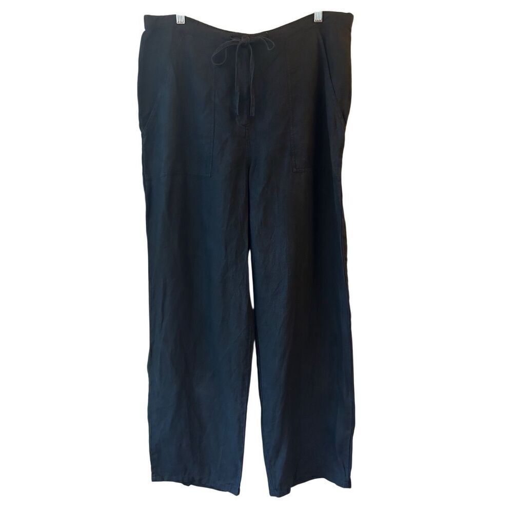 Russ Berens wide-leg Linen Pants sz L Lagenlook boho natural fiber minimalist ca